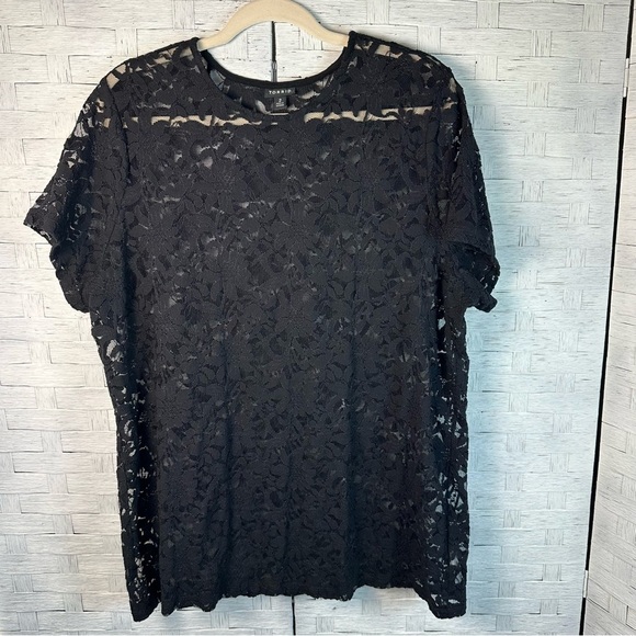 Torrid black short sleeve top lace bohemian layered bohemian bikercore plus size - Picture 1 of 9